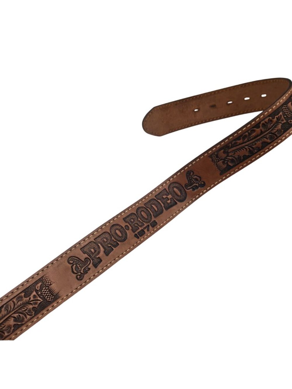 Pro Rodeo Cowboy Belt Brown Leather Tony Lama Size 34 1976 ProRodeo Vintage